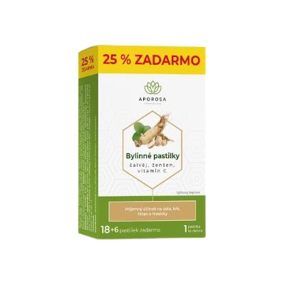 Aporosa Bylinné pastilky šalvěj + ženšen + vitamin C 18 + 6 kapsúl