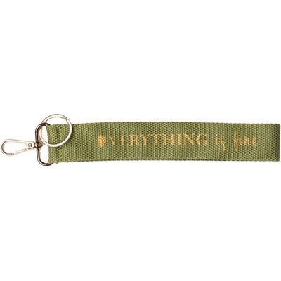 Šňůrka na krk Látkový zelený Everything is Fine 20 cm