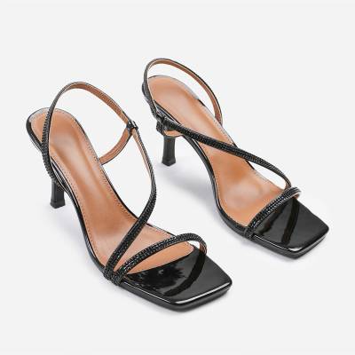 Wheres That From Cross Foot Strap Heels Ladies - Black