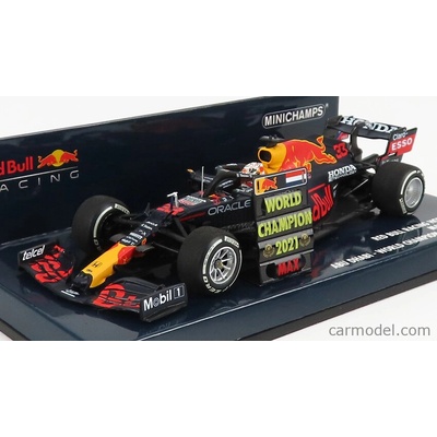 Minichamps Red bull F1 Rb16b Honda Ra620h Team Aston Martin N 33 Winner Abu Dhabi Gp Majster sveta s Pit Board 2021 Max Verstappen Matná modrá žltá červená 1:43