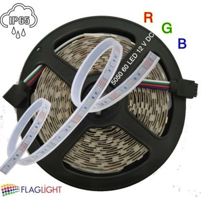 12V LED Лента Многоцветна 5050 - 60 SMD/м RGB, 12V, 7 W/m, IP67 - Двойно Влагозащитена- в шлаух, ролка 5м ►5.37 лв/м (0736 Vtac)