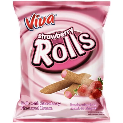 Viva Rolls Tubičky s Jahodovou Náplňou 100 g