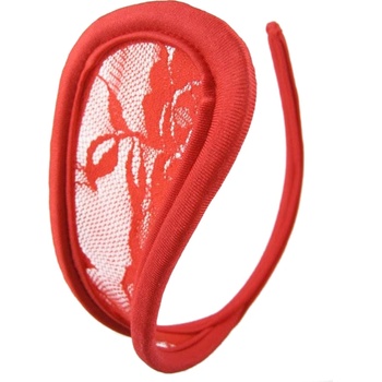 SuperLove Invisible Strapless C String Transparent Floral Lace Red