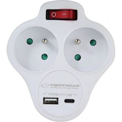 Esperanza 2 Plug + 2 USB Switch (ELK311W)