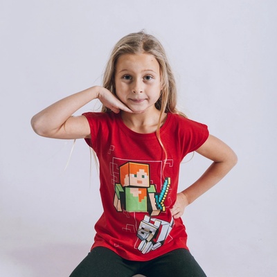 Dievčenské tričko Minecraft Red