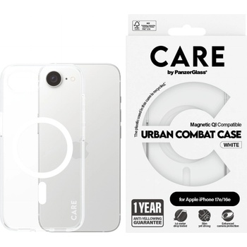 Panzer Гръб CARE by PanzerGlass за Apple iPhone 17E, iPhone 16E, Flagship Case, Urban Combat, MagSafe, Бял