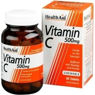 HEALTHAID Хранителна добавка витамин Ц с ацерола и шипка, дъвчащи таблетки , Health Aid Vitamin C Chewable 500mg with Rosehip & Acerola 60tabs