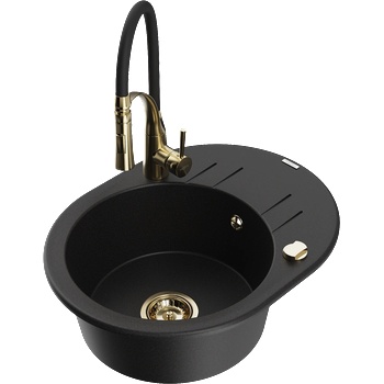 Mexen Kevin гранитна мивка с 1 отделение със сушилня и кухненски смесител (6517-77-73450-57-G)