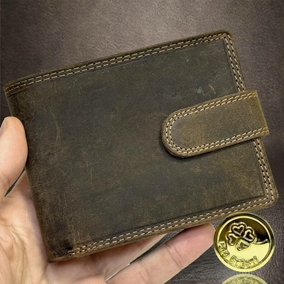 Pánská kožená peněženka HUNTER s monogramem Ruční výroba & personalizace ražba monogram u A Okrasně Monotype Cors.