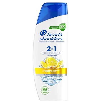 Head & Shoulders Citrus Fresh 2in1 330 ml шампоан и балсам за мазна коса и пърхот унисекс