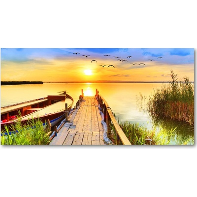 Foto obraz fotografie na skle Loď a mólo 100x50 cm