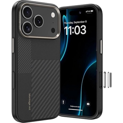 Benks Удароустойчив кевларен кейс с MagSafe за iPhone 17 Pro - Benks Magnetic Armor Pro Montage Kevlar Metal Frame Camera Control Case 600D and 1500D (черен) (MA69)