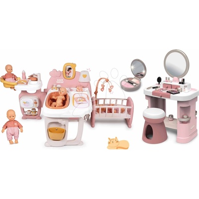 My Beauty Dressing Set kozmetický stolík s veľkým domčekom a bábikou Table Smoby so stoličkou a púdrom na tvár