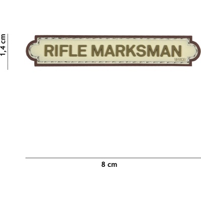 Gumová nášivka 101 Inc nápis Rifle Marksman - coyote