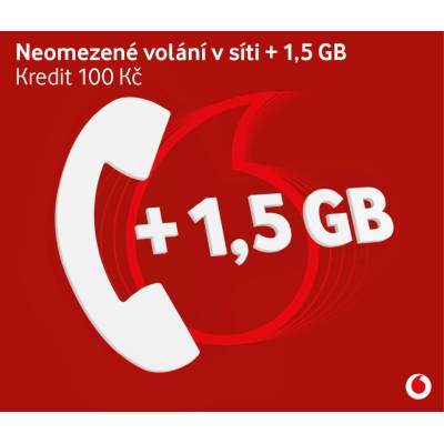 Vodafone SIM Předplacená karta edice Volej 1,5GB + 100 Kč kredit