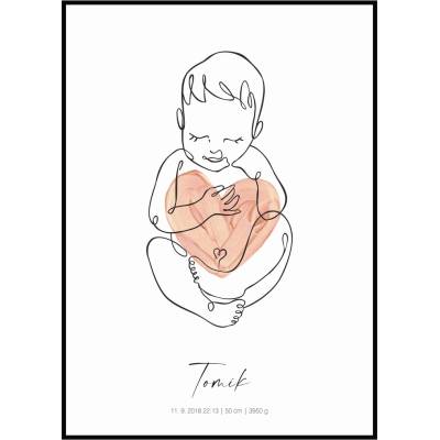 Jen tak z lásky Plakát Miminko s údaji o narození Rozměr plakátu: 30 x 40 cm, Varianta: Se srdíčkem