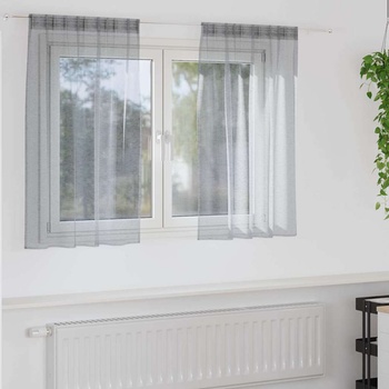 vidaXL Перде от воал С завеси 2 pcs Тъмен сив 140 x 140 cm Полиестер (4108027)