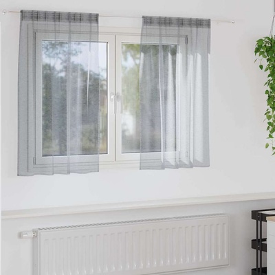 vidaXL Перде от воал С завеси 2 pcs Тъмен сив 140 x 140 cm Полиестер (4108027)