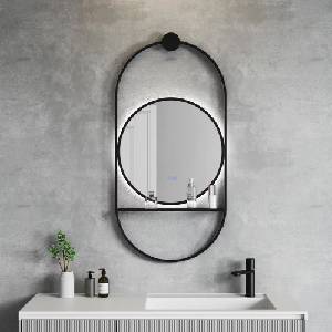 Inter Ceramic Огледало с осветление и антизапотяване Inter Ceramic Savona, 60x124 см, с черна рамка (1943MB)