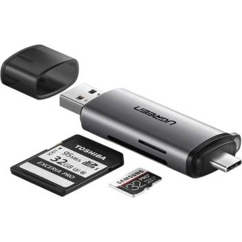 UGREEN Четец за карти Ugreen - CM185, USB-C/USB-A, SD/micro SD, сребрист (0411030)