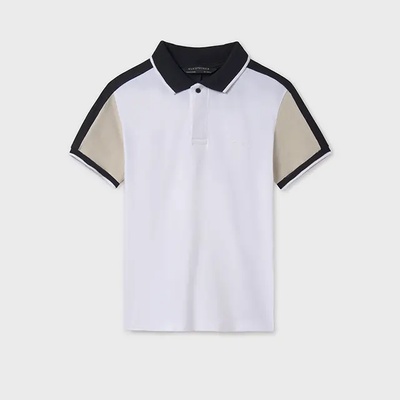 MAYORAL Поло тениска къс ръкав комбинирана бял-бежов за момче Майорал