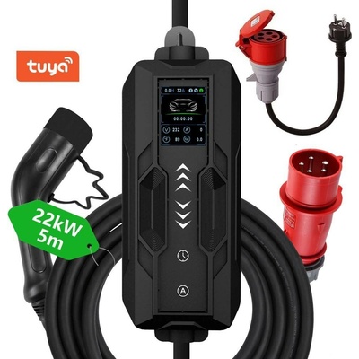 IMMAX NSE003 22kW 3fázová max. 32A výstup IEC 62196 Typ 2 adaptér CEE na Schuko 1 fáze 5m – Sleviste.cz