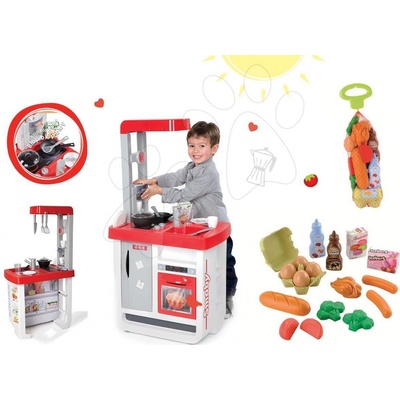 Smoby 310800-3 set kuchynka Bon Appétit so zvukmi a kávovarom a Écoiffier potraviny Bubble Cook