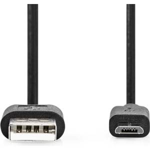 Nedis CCGL60501BK10 USB micro B (micro USB) кабел, USB 2.0 USB-A щепсел USB Micro-B щепсел 7, 5 W 480 Mbps. 1 м (CCGL60501BK10)