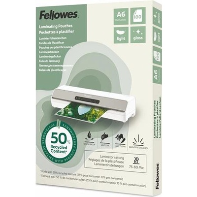 Fellowes Термоламиниращо фолио, 80 микрона, A6, гланц, 100 броя, FELLOWES "Light" 100143441 (100143441)