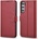 ICARER Haitang Leather Wallet Case - кожен (естествена кожа) калъф, тип портфейл за Samsung Galaxy S22 (червен)
