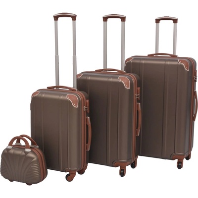 vidaXL Комплект от 4 броя твърди куфари на колелца, цвят кафе (91194)