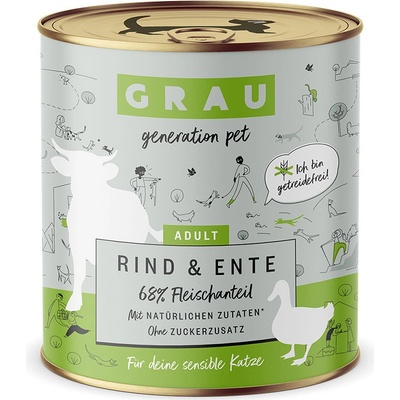 GRAU Adult bez obilnín hovädzie a kačacie 6 x 0,8 kg