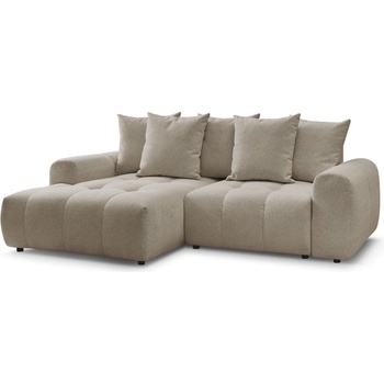 Bobochic Бежов шенилов разтегателен ъглов диван с място за съхранение (ляв ъгъл) Roxelane - Bobochic Paris (108409)