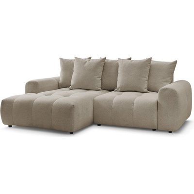Bobochic Бежов шенилов разтегателен ъглов диван с място за съхранение (ляв ъгъл) Roxelane - Bobochic Paris (108409)