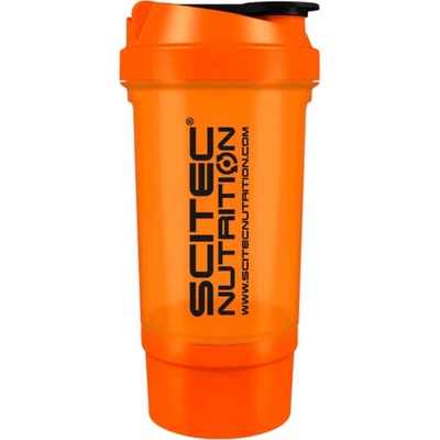 Scitec Traveler shaker 500ml + zásobník - oranžový