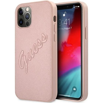 GUESS Калъф Guess Saffiano Vintage Script за Apple iPhone 12/12 Pro, Pink Gold (GUE001230)