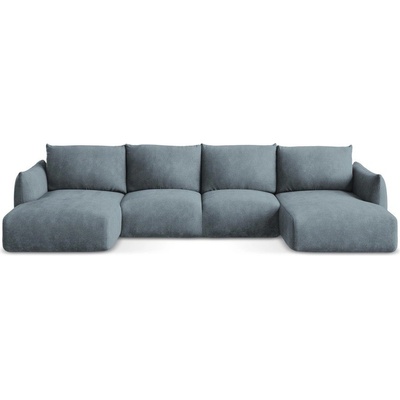 makamii Син шенилов сгъваем ъглов диван (U форма) Leila - Makamii (LEILA_UF_61_P1_C4)