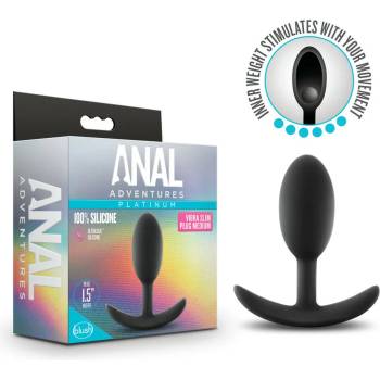 Blush Novelties Anal Adventures Platinum Silicone Vibra Slim Plug Medium Black