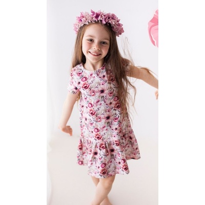 Lily Grey dívčí šaty s růžovými květy