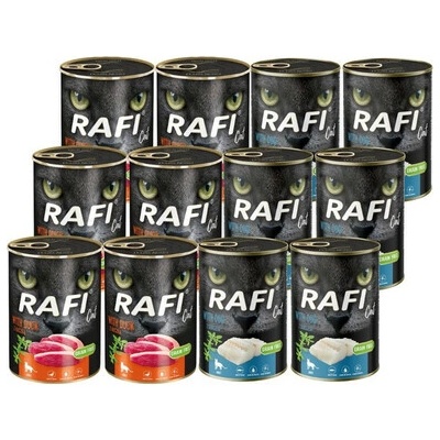 RAFI Cat Adult Mix príchuťou s treskou a kačicou, krmivo 12x400 g