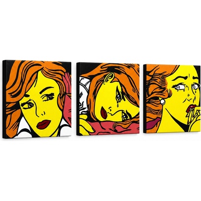 Ručne maľovaný POP Art obraz LICHTENSTEIN - 120x40 cm