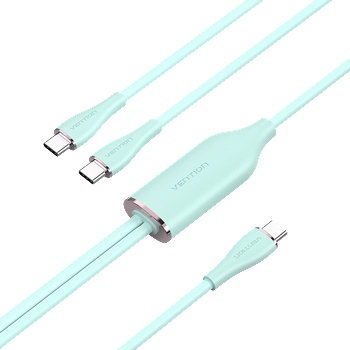 Vention USB-C 2.0/M - 2USB-C/M, (5A, силиконов, зелен), 1.5m, кабел