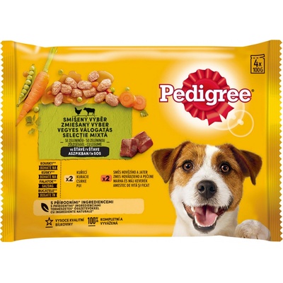 Pedigree Adult kuřecí & zelenina a hovězí & zelenina 4 x 100 g