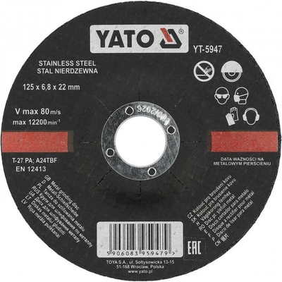 Yato Kotouč na kov 125 x 22 x 6,8 mm YT-5947