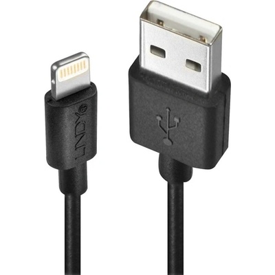 Lindy Кабел Lindy 31319, от USB A(м) към Lightning(м), 0.5m, черен (31319)