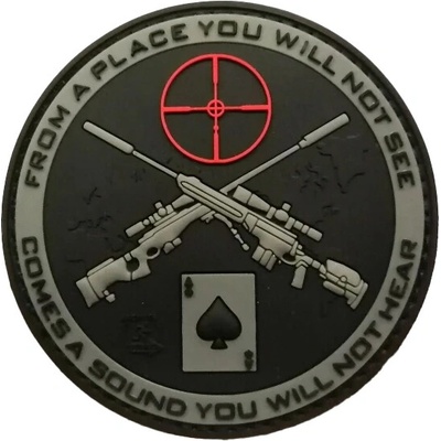 Plastové 3D patche 3D gumová nášivka SNIPER ACE Patch – Čierna