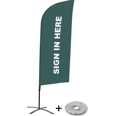 Jansen Display Kompletní sada reklamní vlajky ve tvaru křídla, Přihlášení, šedá, anglicky Křížová Základna, 1273 x 3030 mm – Hledejceny.cz