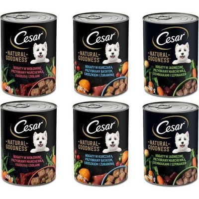 Cesar Adult bohatá na kuracie mäso so sladkými zemiakmi hráškom a brusnicami 6 x 400 g