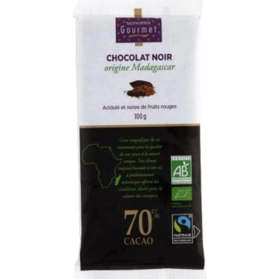Monoprix Gourmet Bio Tmavá z Madagaskaru Červené Ovoce 70% 100 g