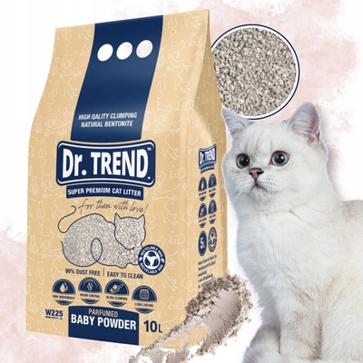 Dr. Trend Premium bentonitová podstielka parfumovaná pre mačiatka Baby Powder 10 l